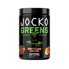 Jocko Fuel Daily Greens powder bottle showcases premium organic blend for daily gut support.