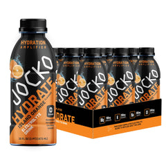 Jocko Fuel Hydrate Island Orange bottle ready for fast hydration during workouts.