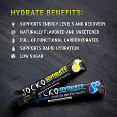 Close-up of Jocko Fuel Lemon Lime label pouring into water