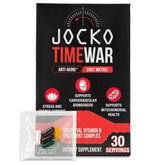 Jocko Fuel Time War bottle front promotes daily vitality with NAD-based multivitamin.