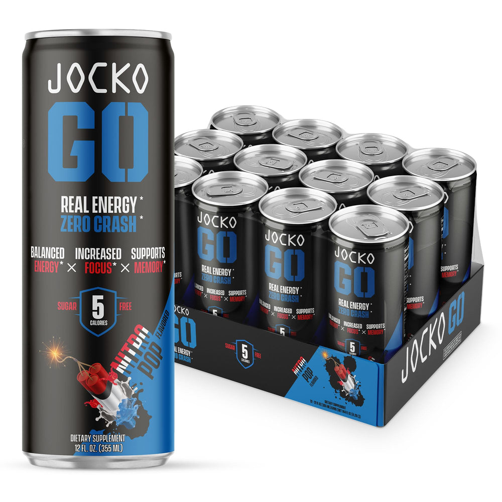 Jocko GO Nitro Pop can front, signaling a disciplined energy boost
