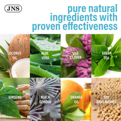 Joellyne Naturals blend of ginseng, red clover, and green tea for balanced skin