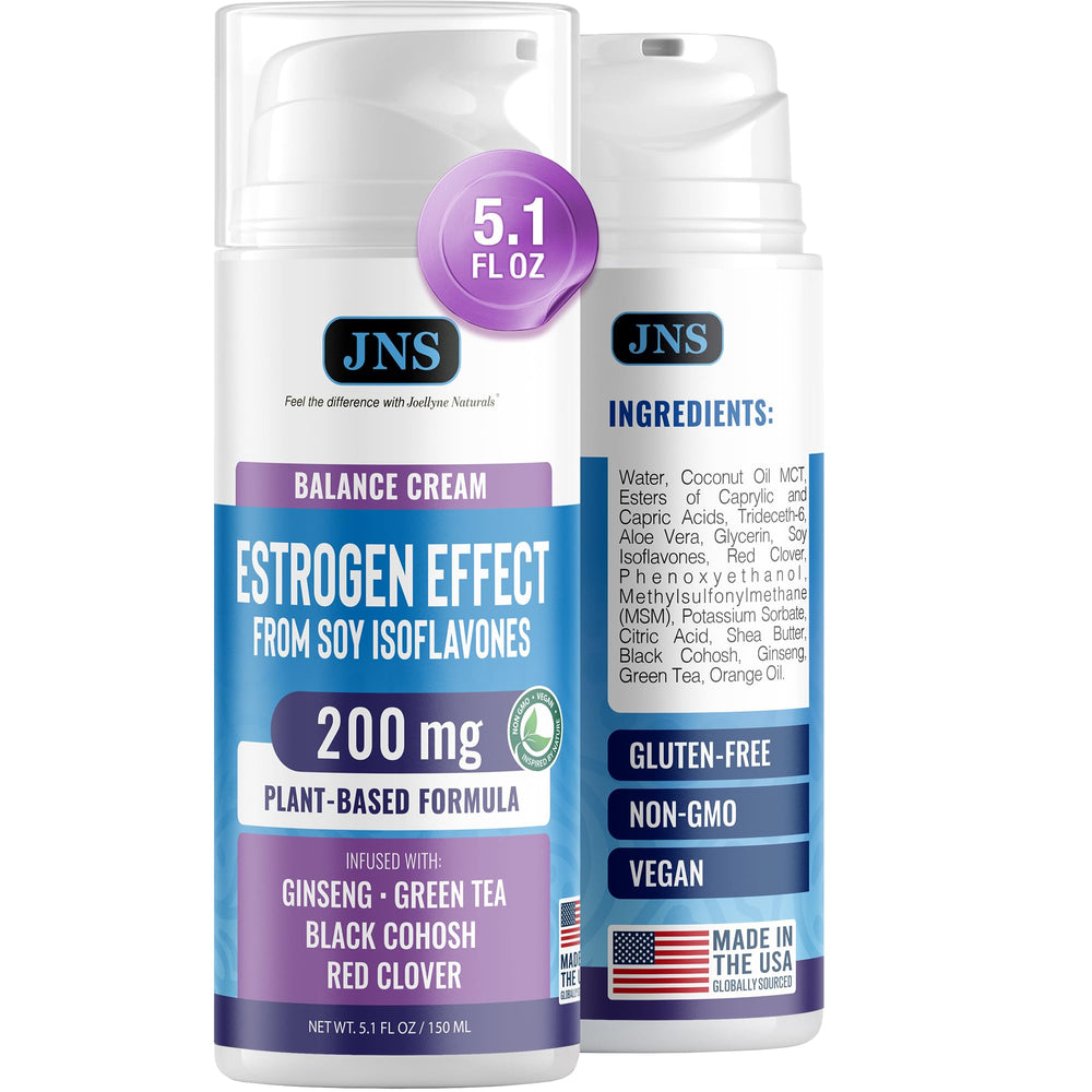 Joellyne Naturals phytoestrogen cream bottle close-up with smooth texture