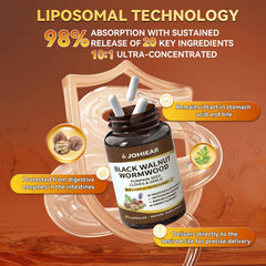 Johiear ingredients blend with wormwood, black walnut, and clove for holistic balance