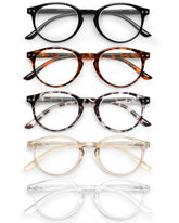 JOLISU 5-pack round-frame glasses with blue light blocking for computer work.