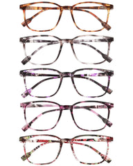 JOLISU 5-pack ultra-light blue light glasses shown from front view, ideal for all-day reading.