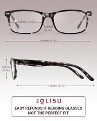 JOLISU women's reading glasses side profile showing ultra-light resin frame for all-day comfort.