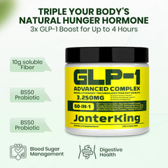 JonterKing bottle back shows ingredients and probiotic blend for metabolic balance