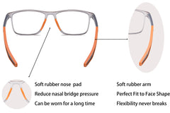 JOON-joon model wearing glasses demonstrates lightweight, comfortable fit