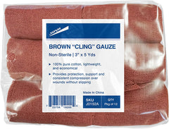 JorVet Brown Cling Gauze roll, soft cotton for secure wound dressings