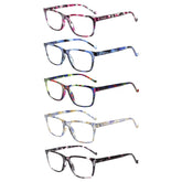 JOSCHOO 5-pack reading glasses in mix colors, front view for everyday reading
