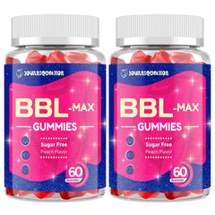 Jovariquethor Booty Gummies peach bottle pour highlights convenient daily supplement with peach flavor.