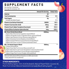 Jovariquethor Booty Gummies peach jar closeup highlights vegan and gluten-free formula.