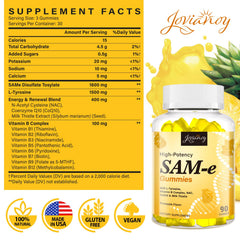 Close-up of Jovianoy SAM-e gummies showing chewy texture for easy daily wellness.