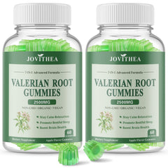 JOVITHEA valerian gummies front bottle showing calming sleep support and apple flavor