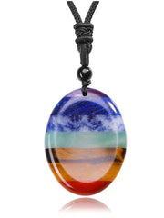 Jovivi 7 Chakras necklace pendant close-up for meditation balance