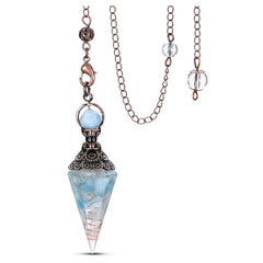 Jovivi aquamarine pendulum crystal point for dowsing and focus