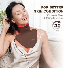 JOVS LED Neck Mask on décolletage area improving skin texture with use.