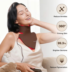 JOVS LED Neck Mask worn on the neck for hands-free light therapy.