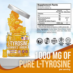 Joyli L Tyrosine Gummies soft-chewy texture close-up for easy consumption.