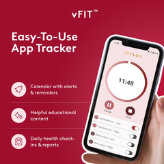 Joylux vFit Set user holding device for private, convenient routine at home.