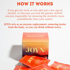 JOYN ingredients panel featuring DHM and milk thistle for detox and support.