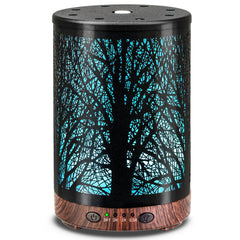 JOYOLO essential oil diffuser with tree exterior for calming fragrance and ambient lighting.
