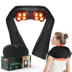 Joyset Shiatsu neck massager with heat cover delivering soothing neck relief at home.