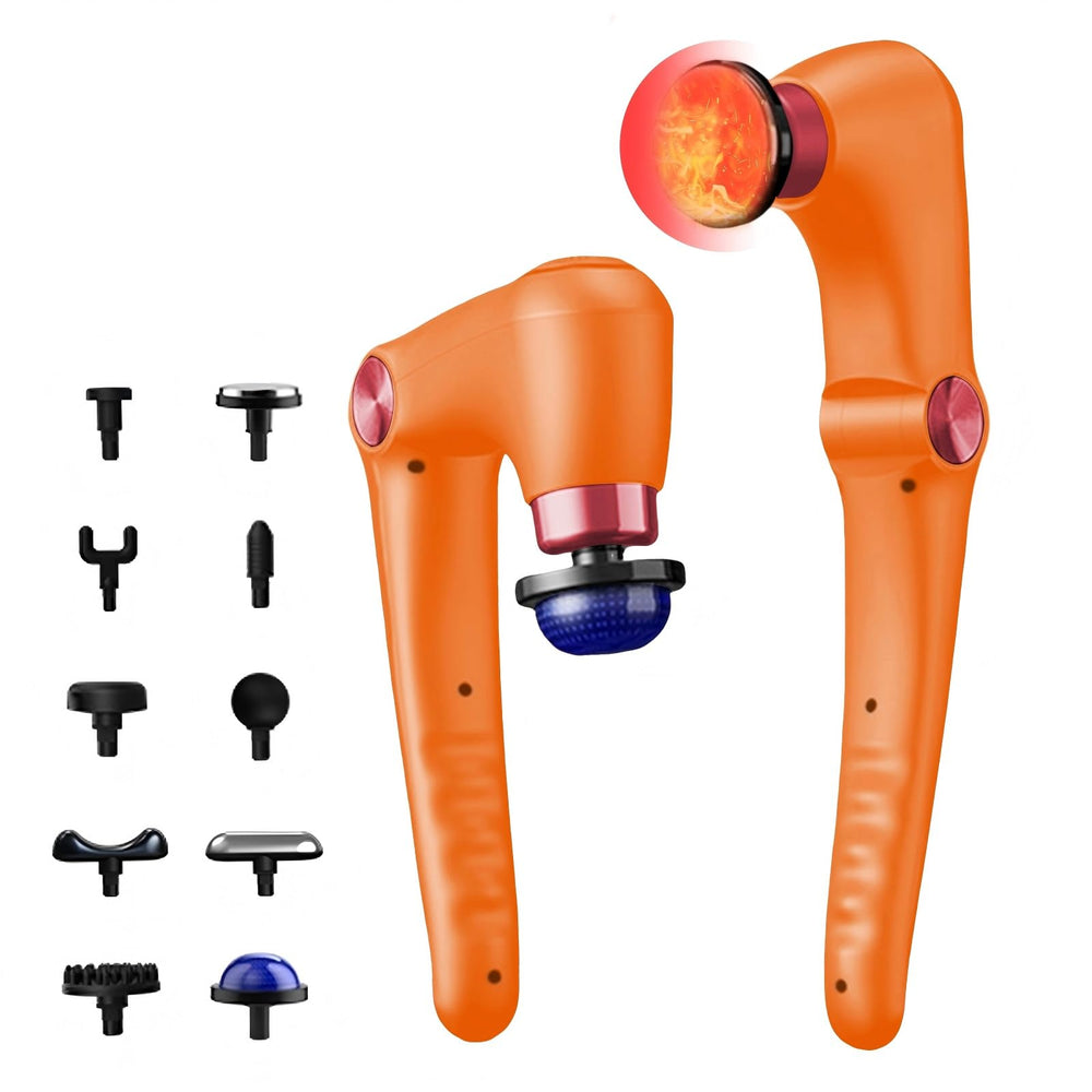 Joysuwerun foldable massage gun extending reach for back relief.