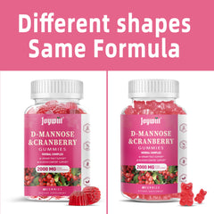 Joywiit D-Mannose Gummies displayed with cranberry visuals and bright gummies.