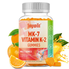 Joywiit Vitamin K2 MK-7 Gummies bottle with 100mcg, convenient daily bone support.