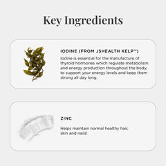 Bottle and label showcasing sustainably sourced kelp ingredients