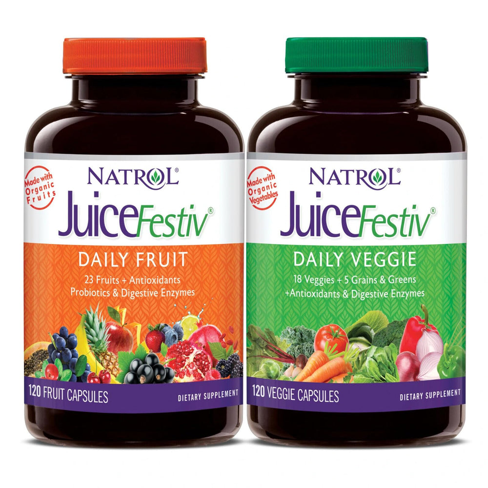 Juice Festiv bottle pour illustrating convenient daily nutrition on the go