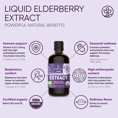 Pouring Jungle Powders elderberry syrup reveals a smooth, sugar-free serving.