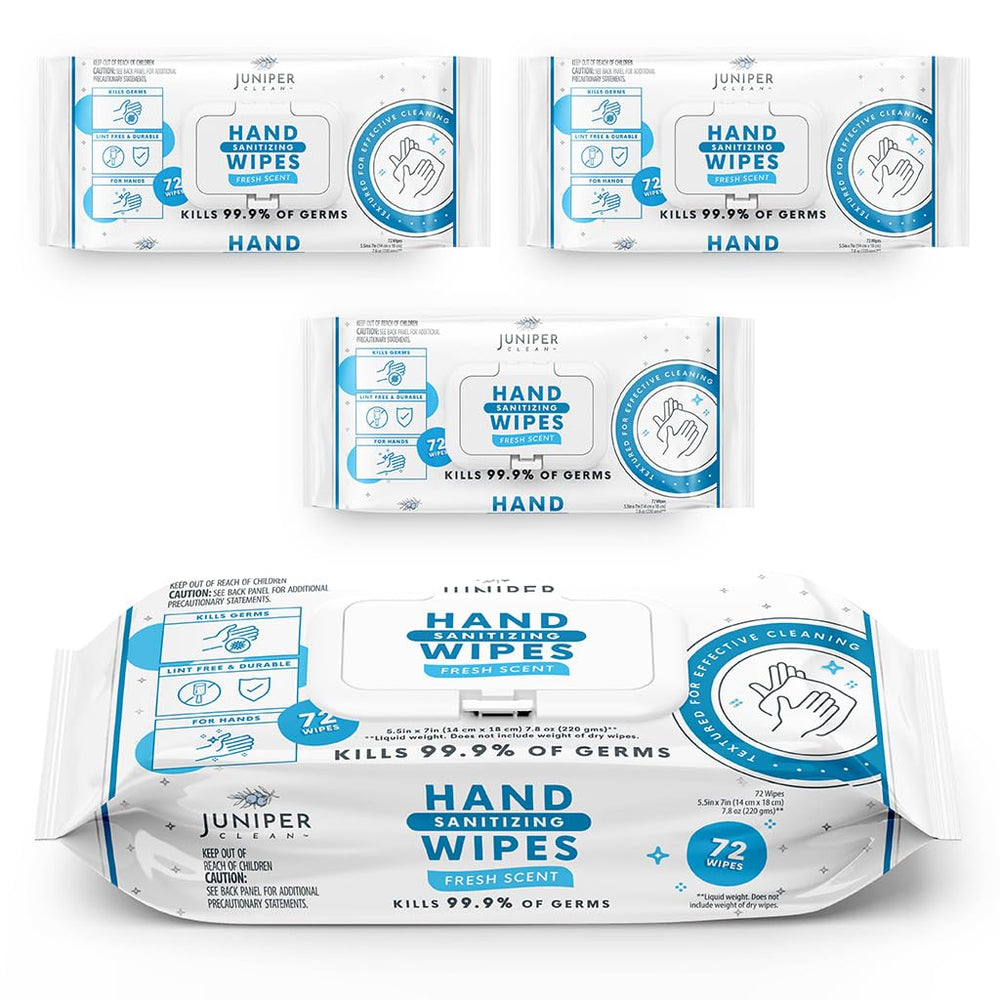 Juniper CLEAN 3 Pack Wipes in package view, ideal for travel and quick cleanup.