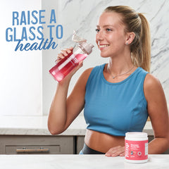 JUNP electrolytes powder in a glass delivering refreshing hydration after exercise.