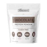Just Ingredients chocolate protein powder jar showcasing premium blend for muscle recovery
