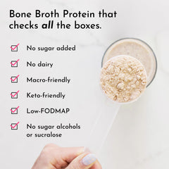Just Ingredients grass-fed bone broth close-up highlights collagen content.