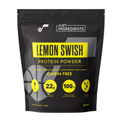 JUST INGREDIENTS Lemon Swish whey front jar image shows lemon flavor and clean packaging
