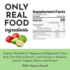JUST INGREDIENTS Strawberry Limeade Nighttime Relax glass with refreshing flavor.