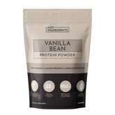 JUST INGREDIENTS Vanilla Bean Protein Powder jar with vanilla and cinnamon aroma.