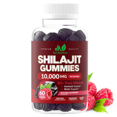 Just Nutrients Shilajit gummies 10k serving bottle supports energy and immunity