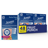 Juven therapeutic nutrition drink powder bottle highlighting wound healing support.