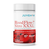 Juvenon BloodFlow-7 bottle front view showing Nitrosigine support for workouts.