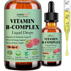 JUIWEFKK Vitamin B Complex liquid drops bottle pour supports daily energy