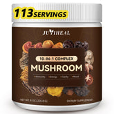 JUYIHEAL 10-in-1 mushroom powder bottle ready for daily energy and focus.