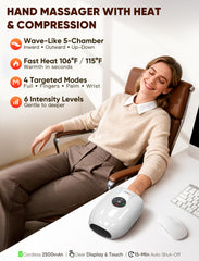 JZBRAIN hand massager heat levels 104°F and 122°F for relaxing hands.