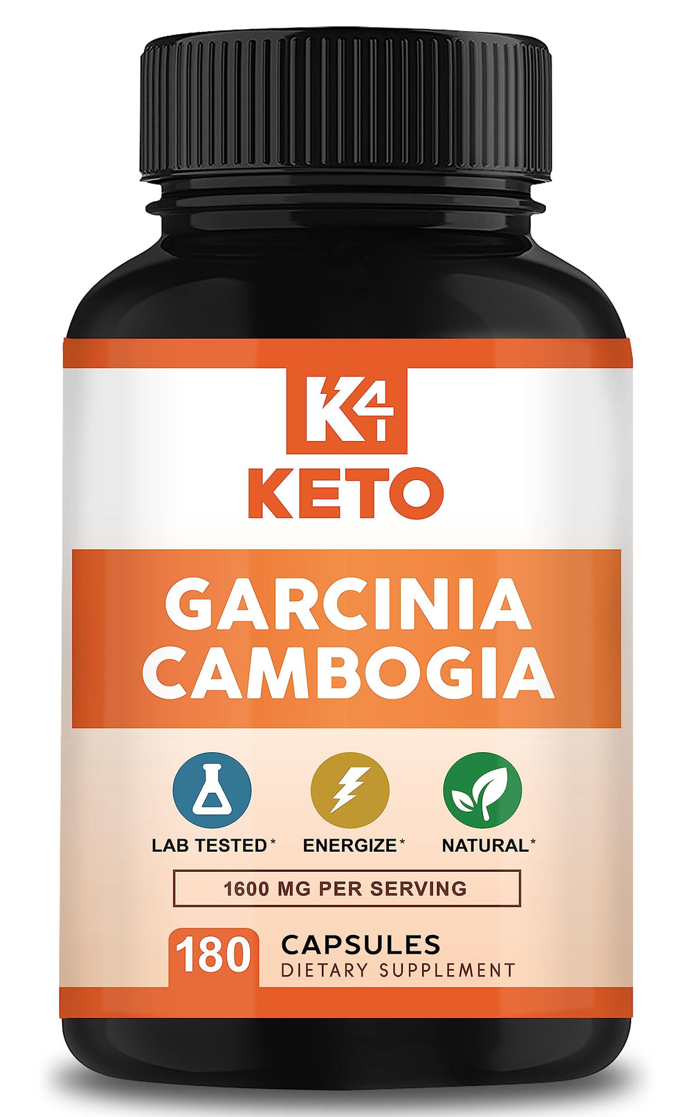 K4 Keto Garcinia Cambogia bottle front showing 90-day supply for daily use