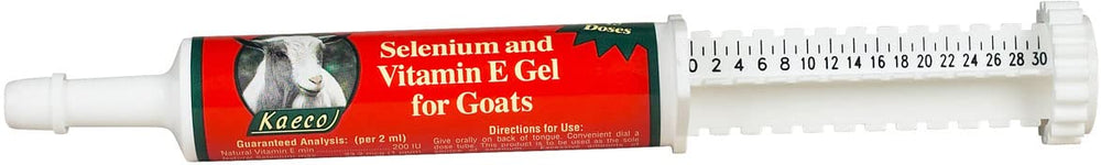 Kaeco selenium and vitamin E gel goat tube for easy dosing and daily care.