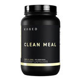 Kaged Clean Meal Vanilla Cake powder tub for a quick high-protein meal.